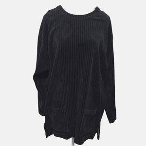 White Stag Long Velvet Black Ribbed Sweater with 2 front Pockets Medium